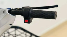 Electric scooter handlebar with control switch panel, black rubber grips