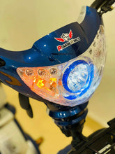 Electric scooter front headlight with blue housing and RohaN Wings logo