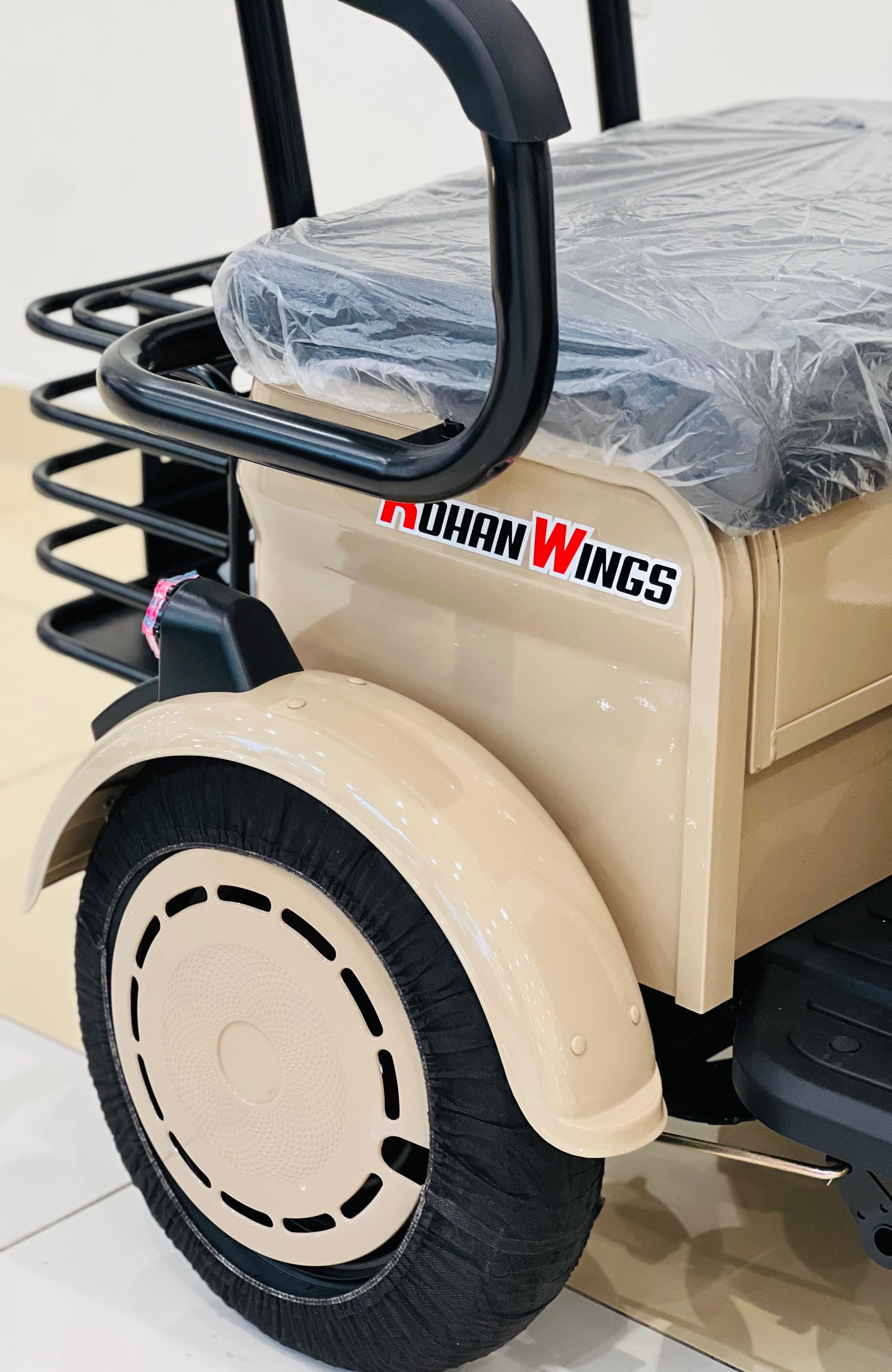 Close-up of RohaN Wings X7 electric scooter UAE showing sturdy rear tire and comfortable seat