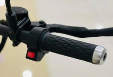 Electric scooter throttle grip with control panel near handlebar