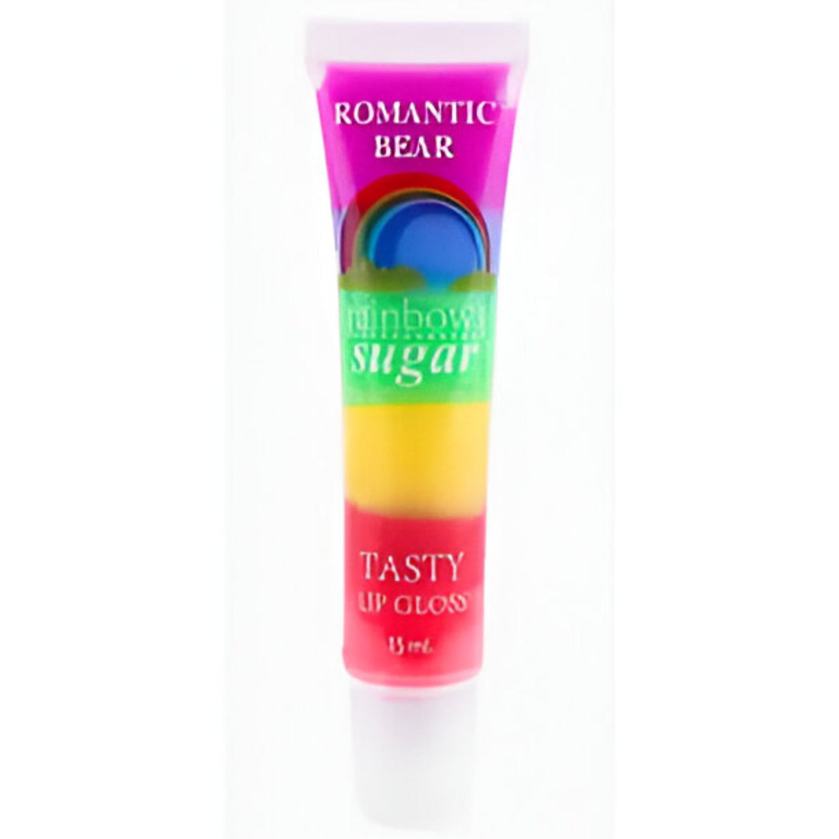 Huitich Romantic Bear rainbow lip gloss tube with vibrant layered colors and sweet flavor