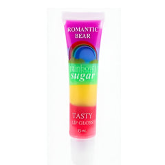 Huitich Romantic Bear rainbow lip gloss in colorful gradient tube with 13ml capacity