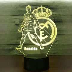 Ronaldo Shape Spotlight football player night light with Real Madrid logo on black base by Huitich