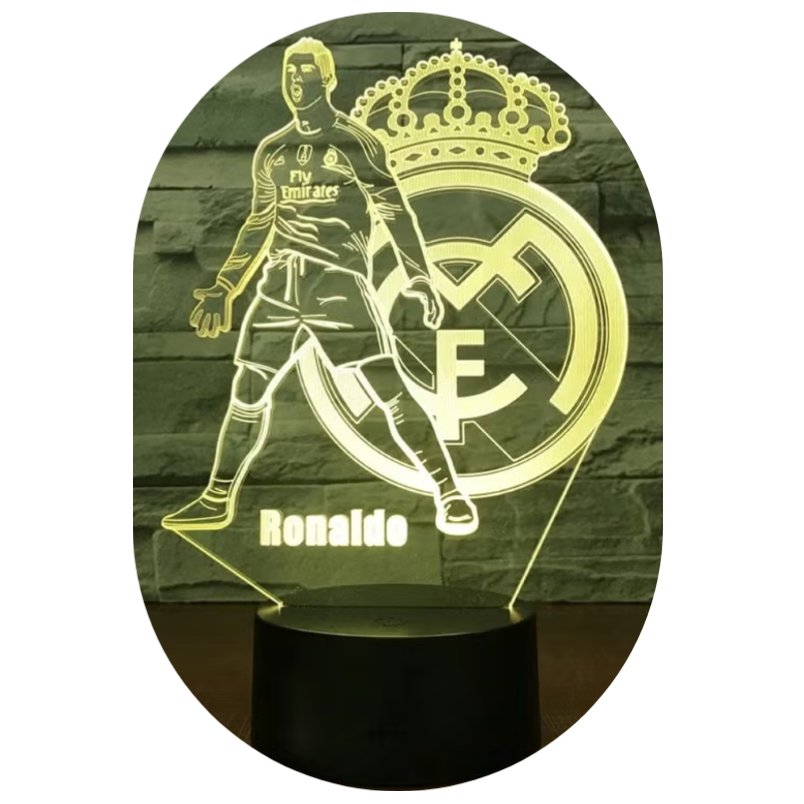 Ronaldo shape spotlight football player night light with Real Madrid logo by Huitich