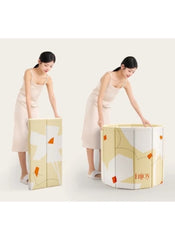 Huitich safe baby bathtub for 0-5 years shown folded and expanded with modern geometric design