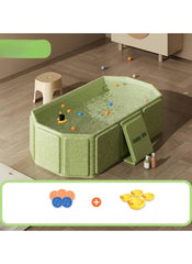 Huitich safe baby bathtub for 0-5 years in green with toys and a small stool in a modern bathroom