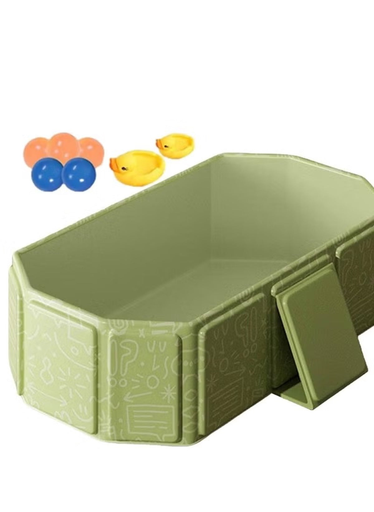 Huitich safe baby bathtub for 0-5 years in green with colorful bath toys included
