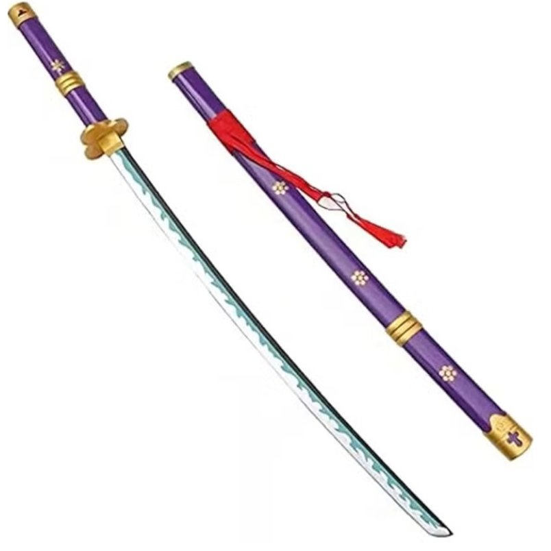 Huitich kids katana shape sword with purple sheath and red tassel safe kids sword for pretend play