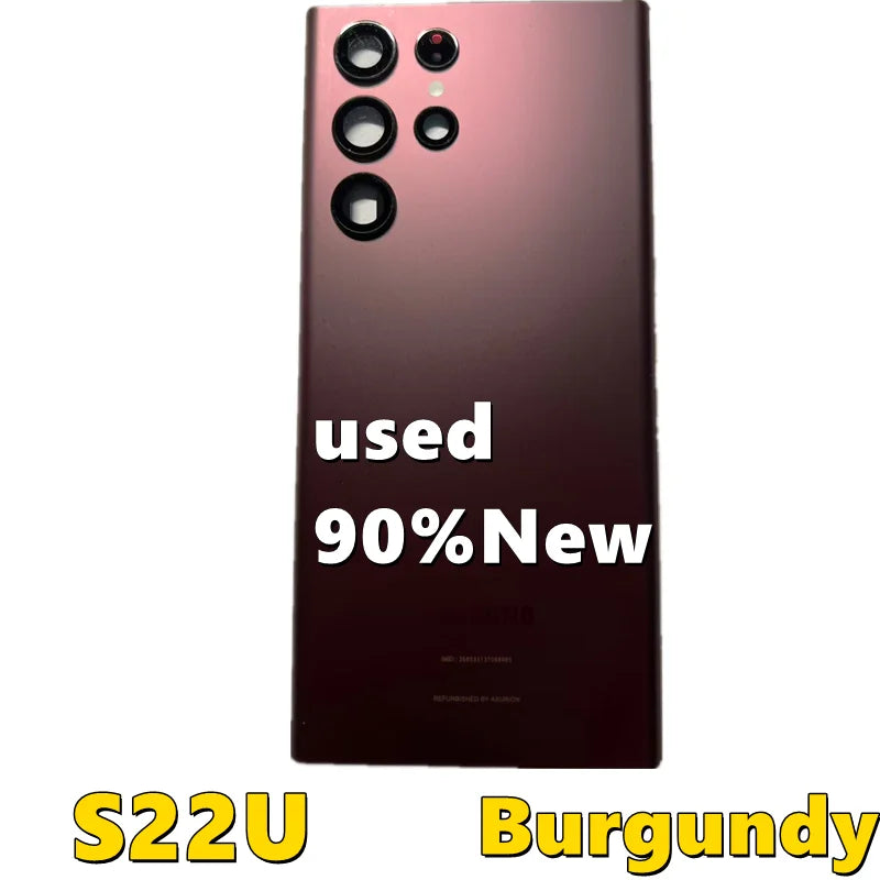 Mumzar used Samsung S22 Ultra back glass cover. Burgundy rear panel with camera cutouts and light wear 90 percent new