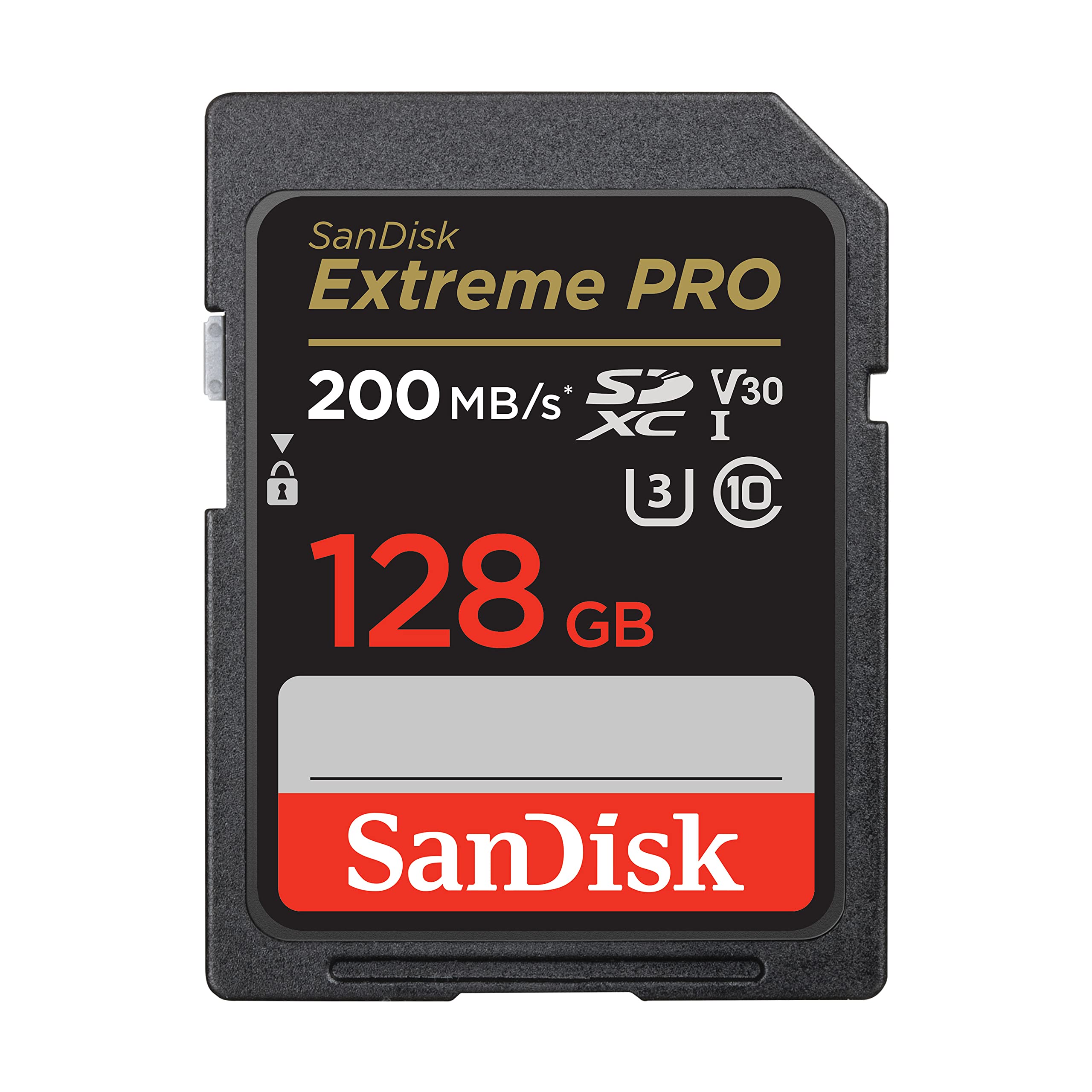 SanDisk 128GB Extreme PRO SD card with 200MB per second speed and V30 video speed class