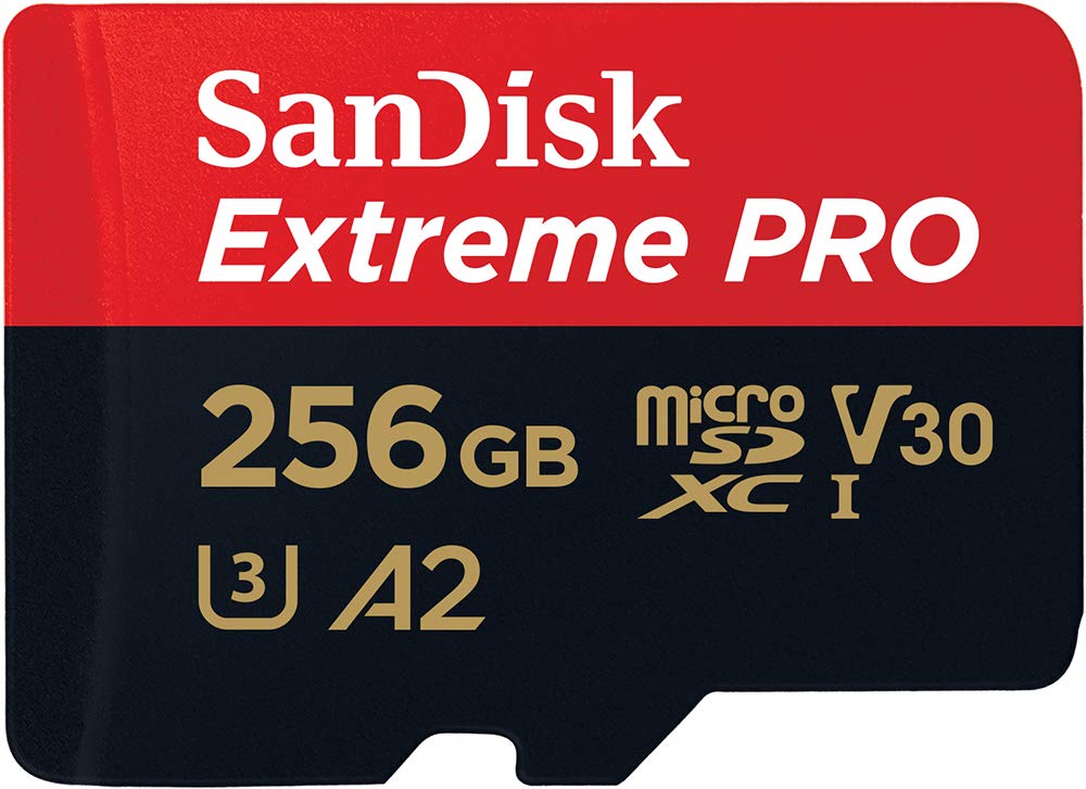 SanDisk 256GB Extreme Pro microSD card with V30 and A2 performance ratings for computers