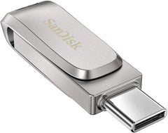 SanDisk 512GB USB Type-C drive with sleek silver metal design and compact size