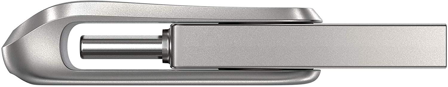 Silver SanDisk 512GB USB Type-C drive with sleek retractable design