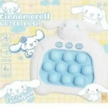 Blue bubble pop it fidget toy inside white character pouch with ear details