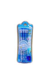Sanrio pencil set with accessories featuring blue pencils and a sharpener for fun writing