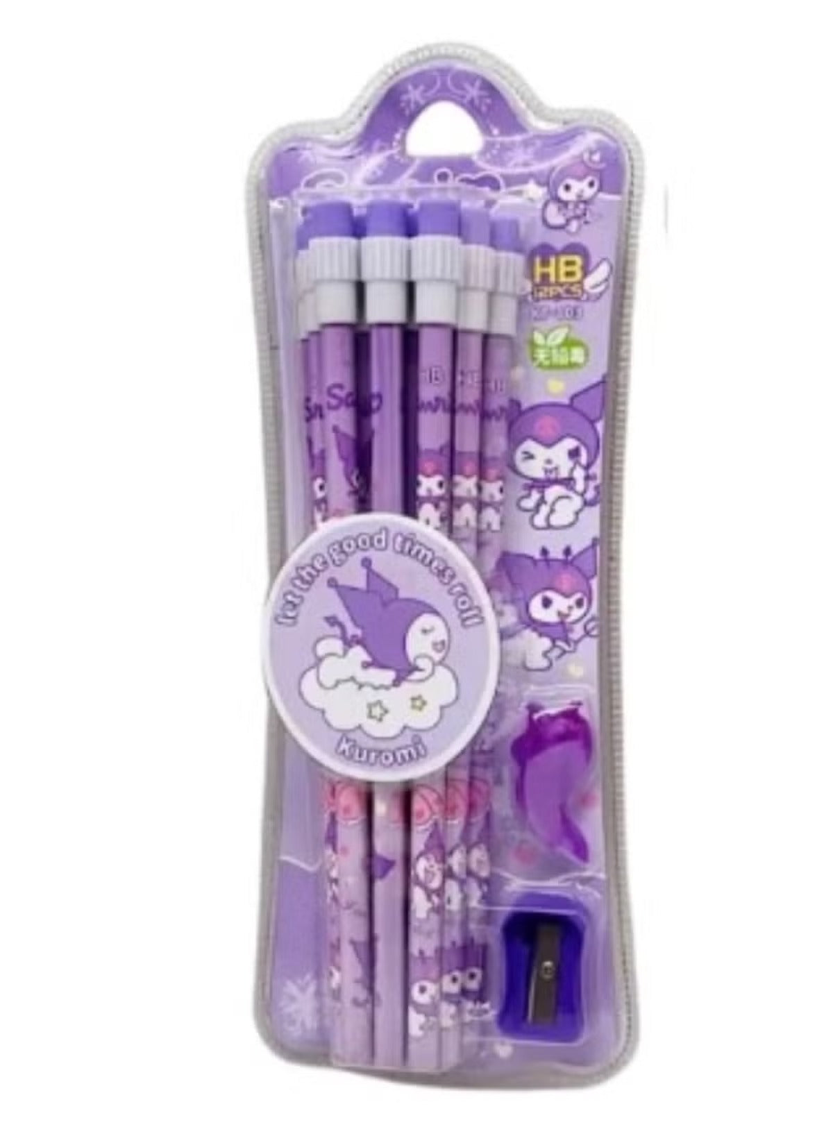Huitich Sanrio pencil set with accessories featuring cute character designs and a sharpener