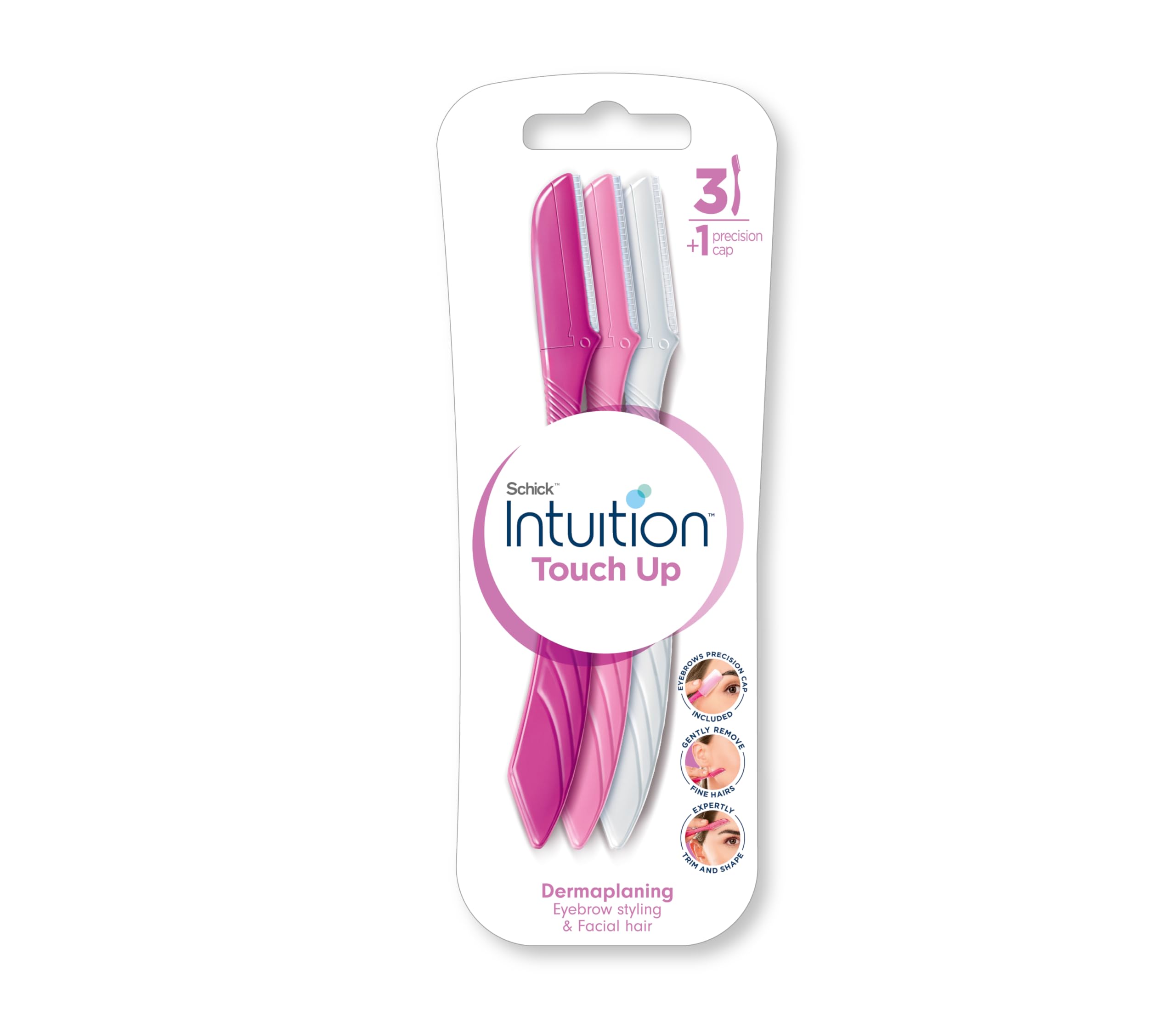 Schick Intuition Touch Up face razor for women pack of 3 dermaplaning eyebrow and facial hair trimmers