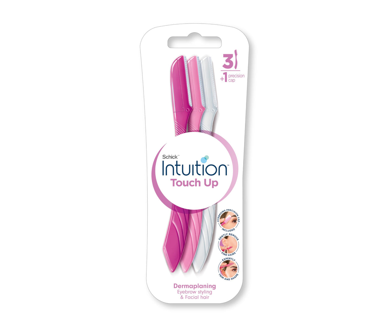 Schick Intuition Touch Up face razor for women pack of 3 dermaplaning eyebrow and facial hair trimmers