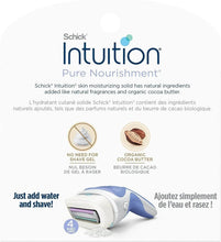 Schick Intuition Pure Nourishment razor refill cartridges box with built-in moisturizing bar