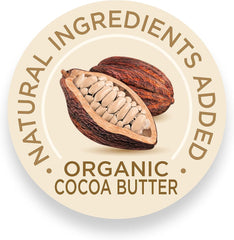 Badge showing organic cocoa butter and cocoa pod on label for Schick Intuition razor refill cartridges moisturizing