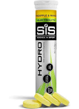 SiS Hydro electrolyte tablets tube, pineapple & mango flavor, with yellow tablets