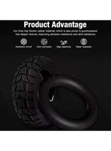 Off-road inflatable tire with inner tube, thick tread blocks and red sidewall accents
