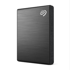 Seagate 1TB SSD with Adobe Creative Cloud external solid state drive in black with textured side