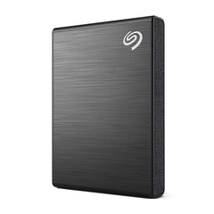 Seagate black portable 1TB SSD with Adobe Creative Cloud storage device in sleek brushed finish