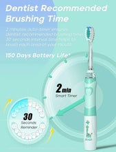 Mint electric kids toothbrush with 2-minute smart timer and heart handle