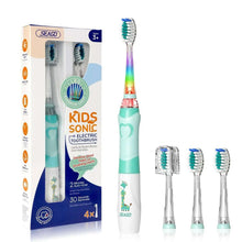 SEAGO kids sonic electric toothbrush with rainbow LED head and 4 replacement brush heads