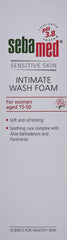 Sebamed intimate wash foam UAE Sensitive Skin box for women aged 15 to 50 with pH three point eight and soothing aloe