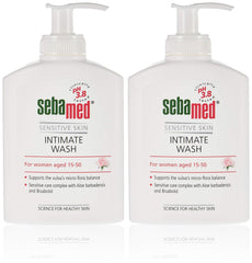 Two Sebamed intimate wash for women pump bottles sensitive skin pH balanced gentle aloe formula