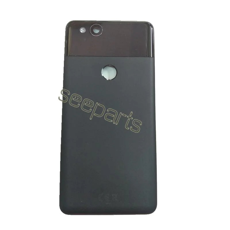 Mumzar black rear housing with glass top camera hole and fingerprint cutout Google Pixel 2 XL battery cover replacement
