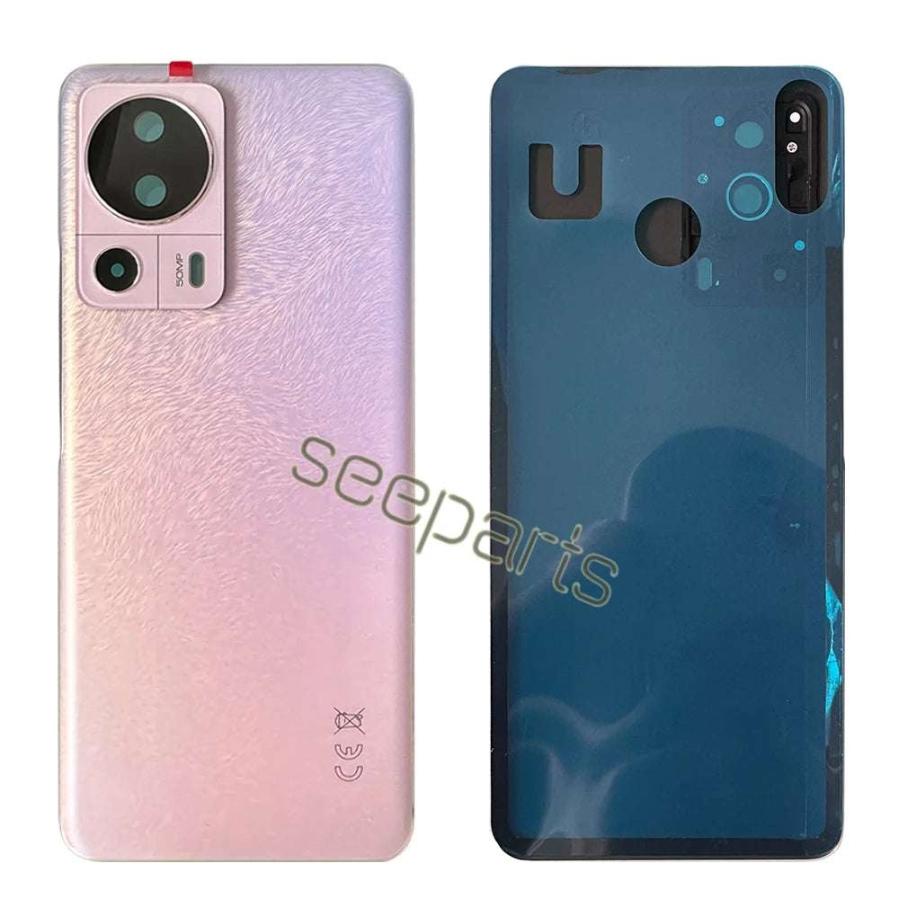 Xiaomi 13 Lite back cover replacement pink gradient rear panel with camera cutouts and adhesive backing by Mumzar