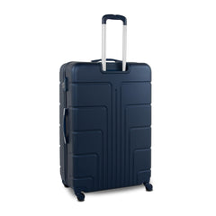 Navy blue lightweight hard shell luggage 32 inch with telescopic handle and spinner wheels
