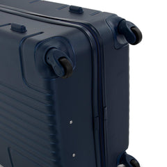 Navy blue lightweight hard shell luggage 32 inch with smooth-rolling wheels and sturdy zipper