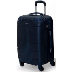 Lightweight hard shell luggage 32 inch in dark blue with four wheels and telescopic handle