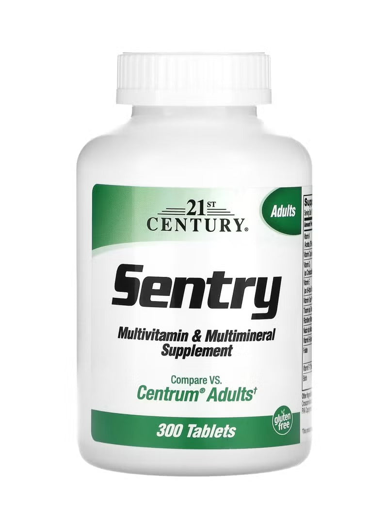 21st Century Sentry adults multivitamin supplement in a 300 tablet bottle for daily nutritional support