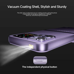 Mumzar purple vacuum coating flip mobile phone with dual SIM showing slim metallic shell with camera and flashlight