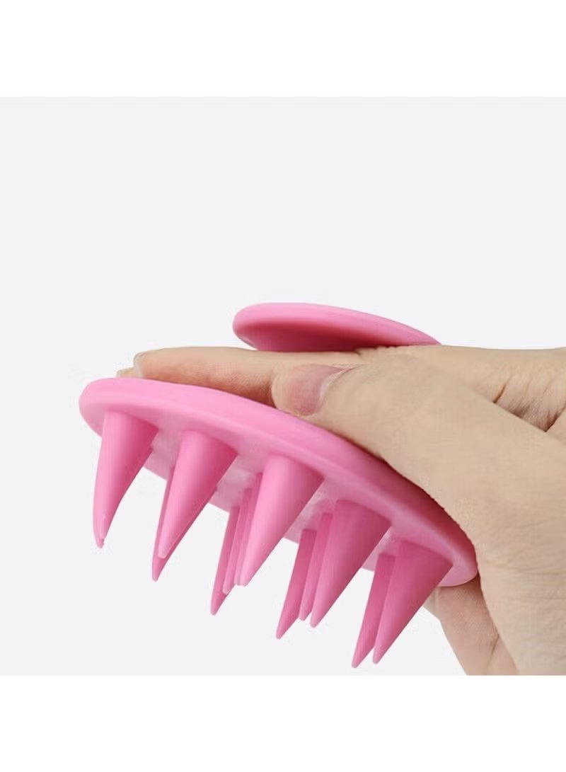 Huitich pink scalp massager shampoo scalp scrubber for hair growth held in hand with soft silicone bristles