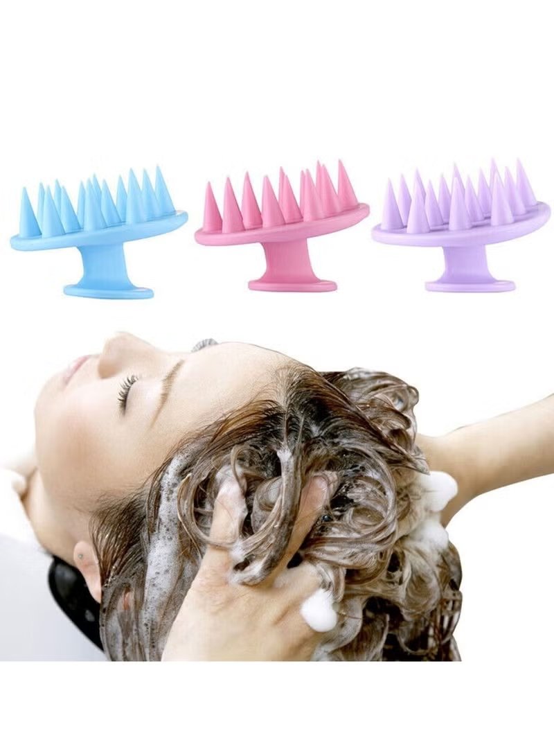 Huitich shampoo scalp scrubber for hair growth in blue pink and purple silicone scalp massager brush