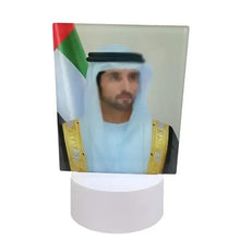 Acrylic LED portrait lamp with sheikh face and flag design