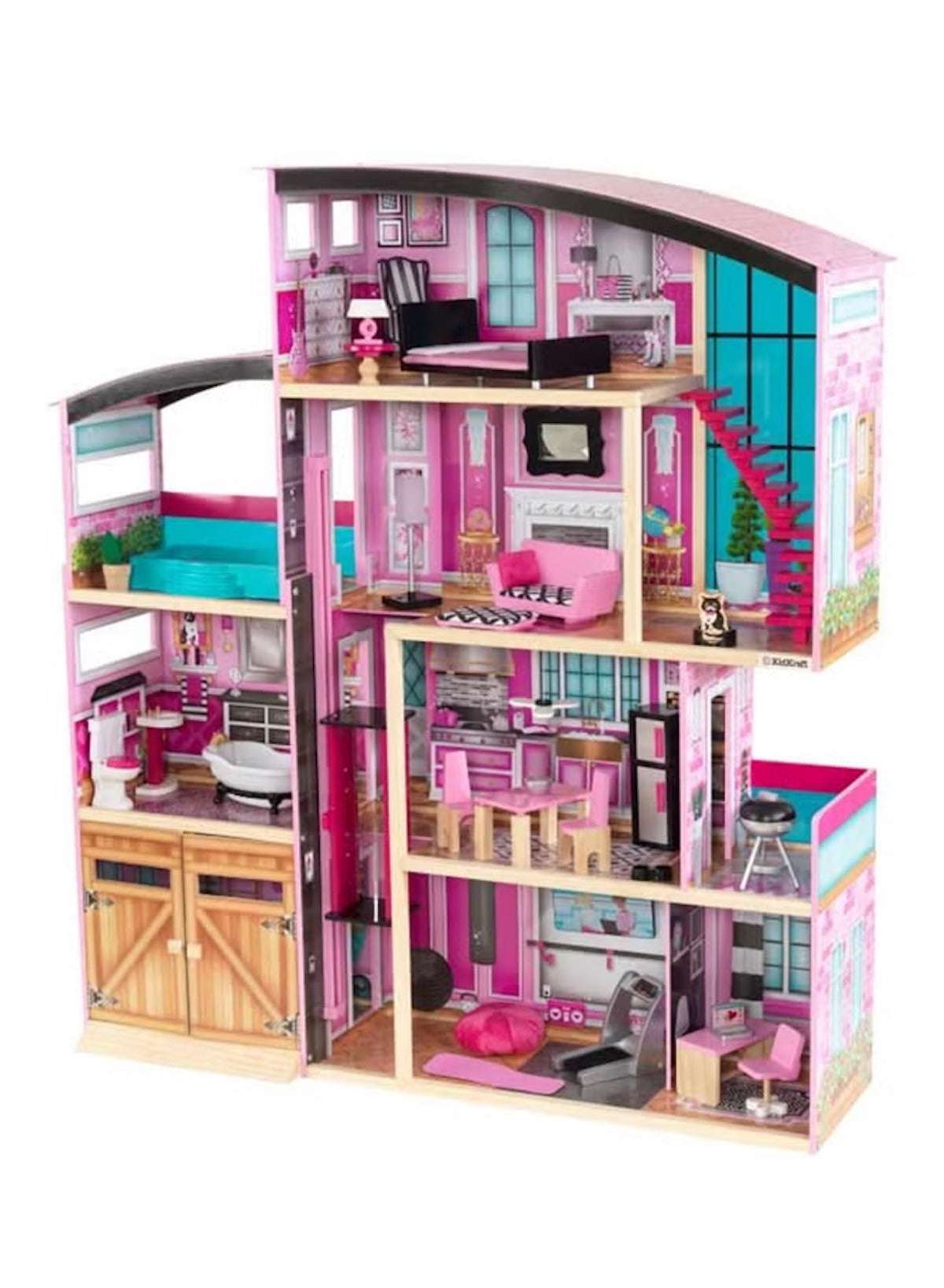 Huitich Shimmer Mansion Dollhouse featuring multiple rooms and vibrant furnishings for imaginative play
