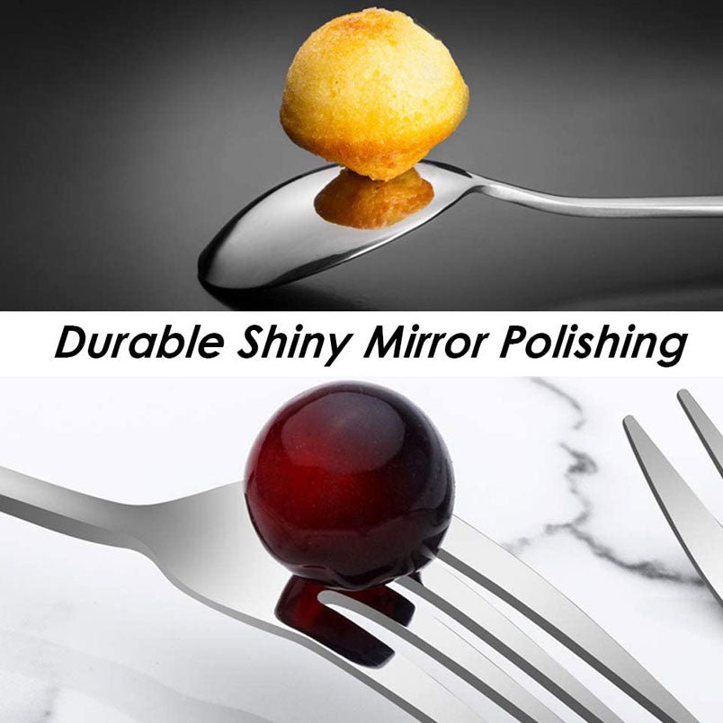Huitich 12 piece cutlery set with durable shiny mirror polishing featuring spoon and fork close-up