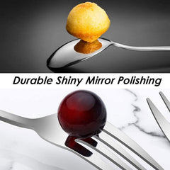 Huitich 12 piece cutlery set with durable shiny mirror polishing featuring spoon and fork close-up