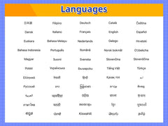 Languages selection grid poster with many language names and header Languages for Oppo Reno8 Pro 5G used for sale UAE listing