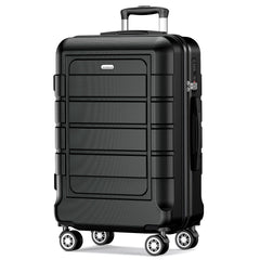 Black 28 inch spinner suitcase with four wheels and telescopic handle from SHOWKOO Store