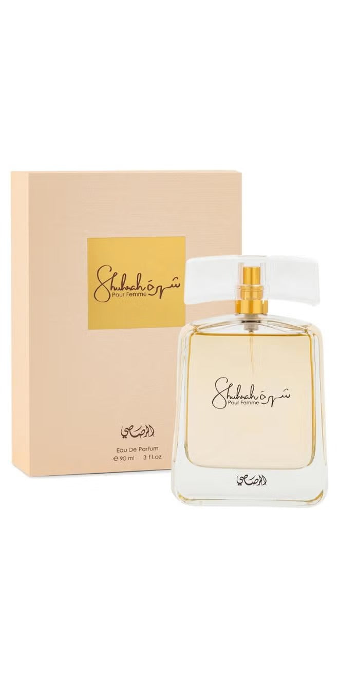 Rasasi Shuhrah perfume for women in a stylish bottle with elegant packaging