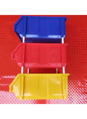 Huitich 3 tier organizer for home with blue red and yellow storage bins on red surface