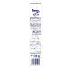Signal triple protection toothbrush back packaging showing logo product information ingredients and barcode